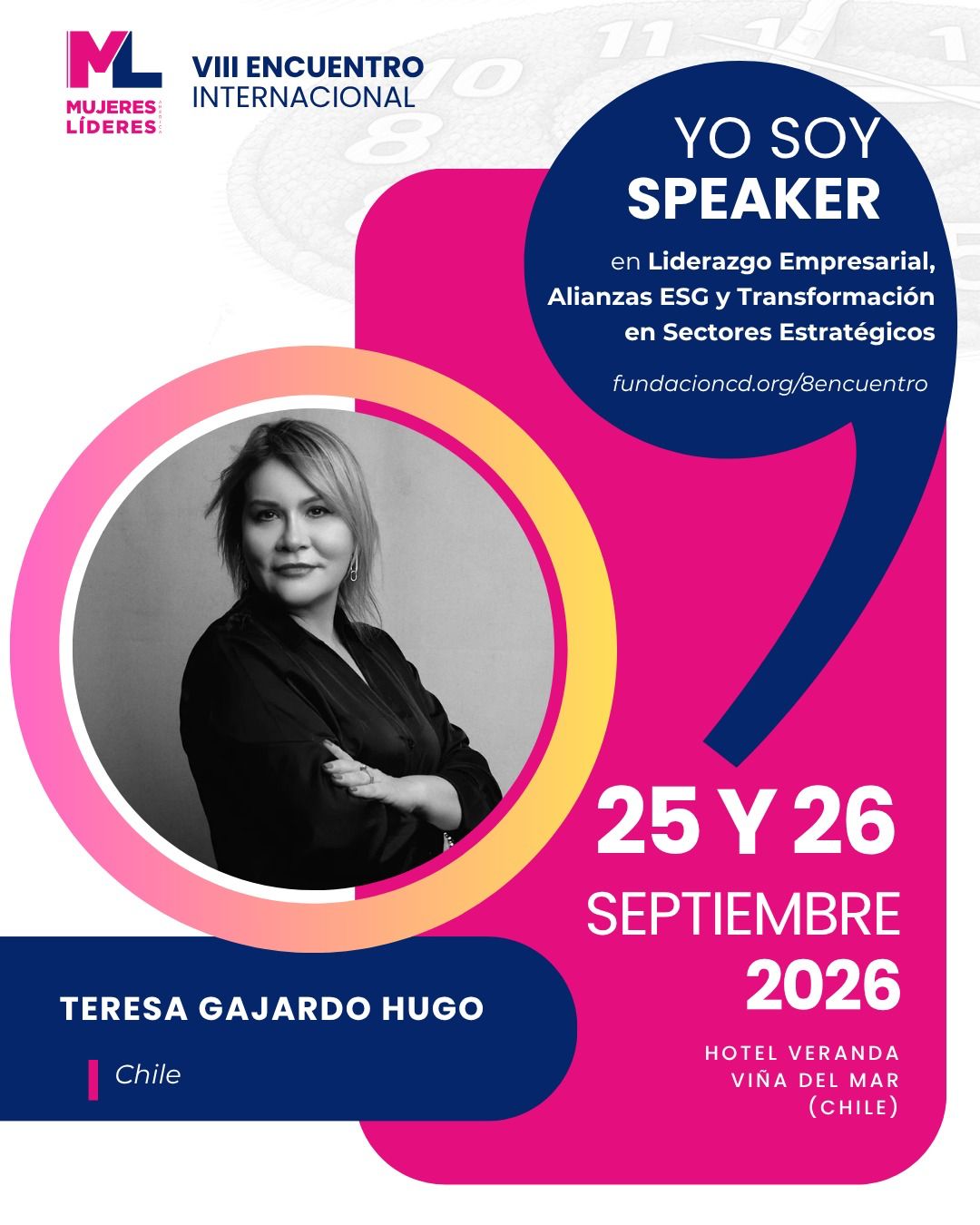 Teresa Gajardo Hugo, speaker del VIII Encuentro Internacional Mujeres Líderes América